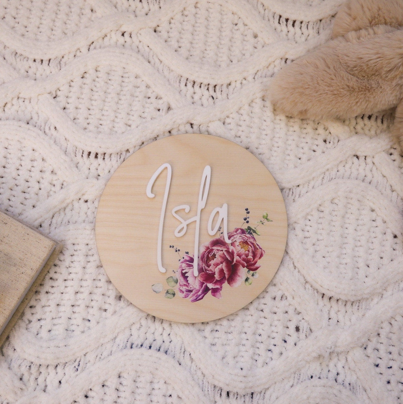 Custom Wooden and Acrylic Name Plaque - Birth Announcement - Name ...