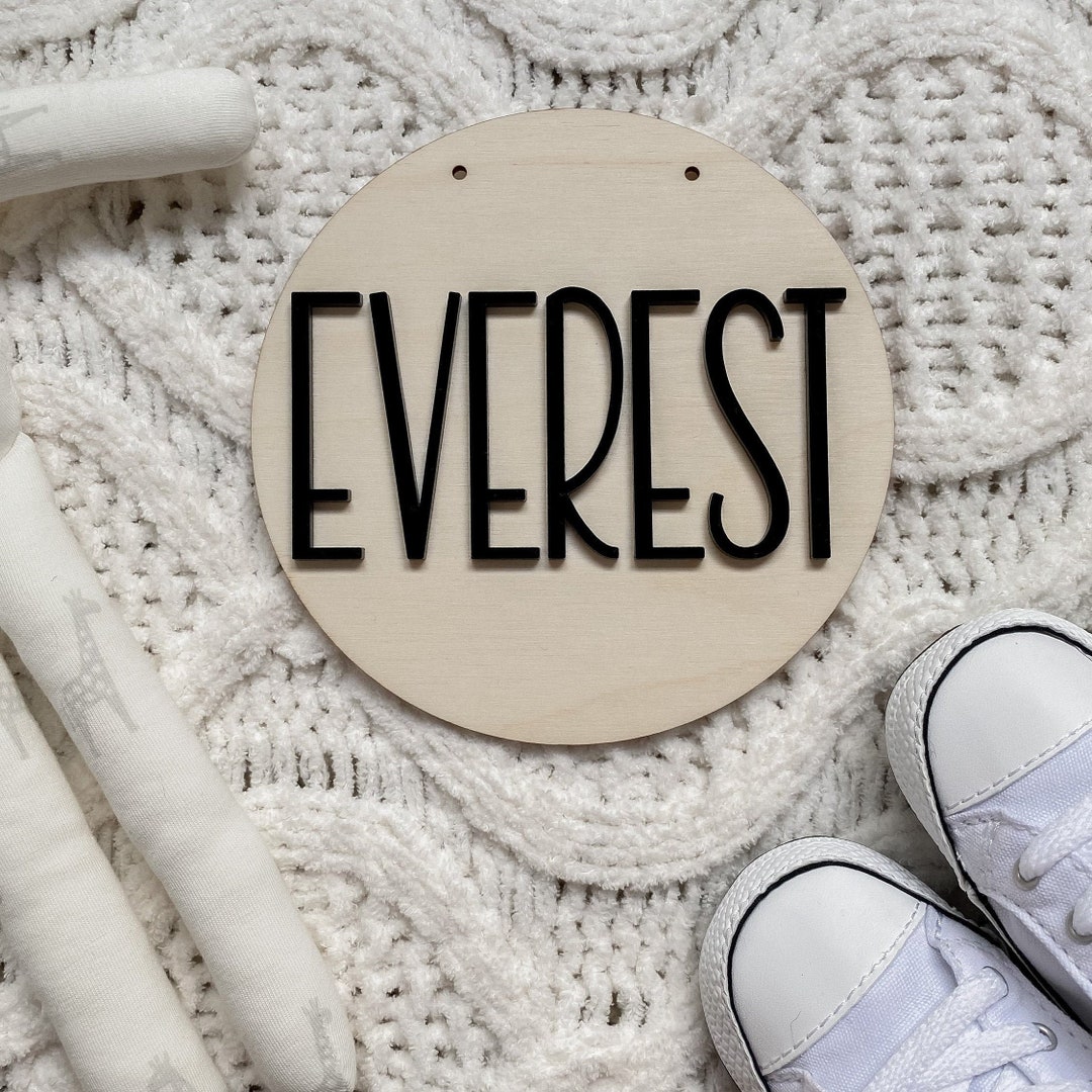 Custom Wooden and Acrylic Name Plaque - Birth Announcement - Name ...