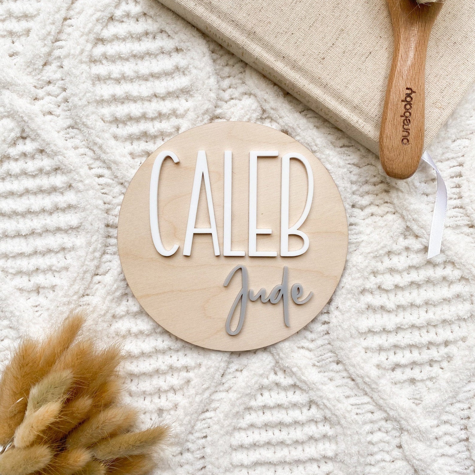 Custom Birth Announcement Plaque - Wood and Acrylic Baby Name Plaque ...