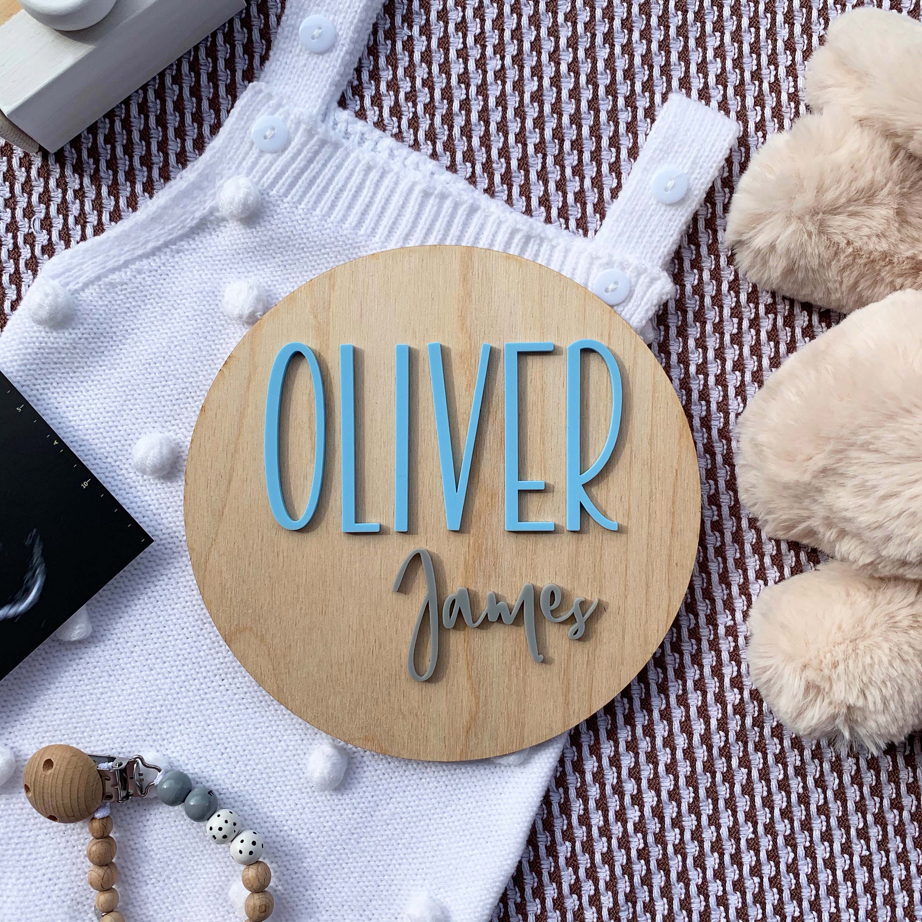 Custom Birth Announcement Plaque - Wood and Acrylic Baby Name Plaque ...