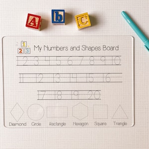 Heirloom Quality Double Sided Wooden Numbers and Shapes Tracing