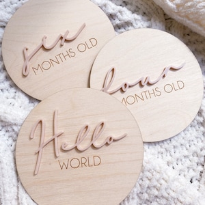 Jeu de 15 cartes jalons bébé - Cartes jalons en bois et acrylique | Cartes d'étape en bois | Cadeau baby shower | cadeau nouveau-né