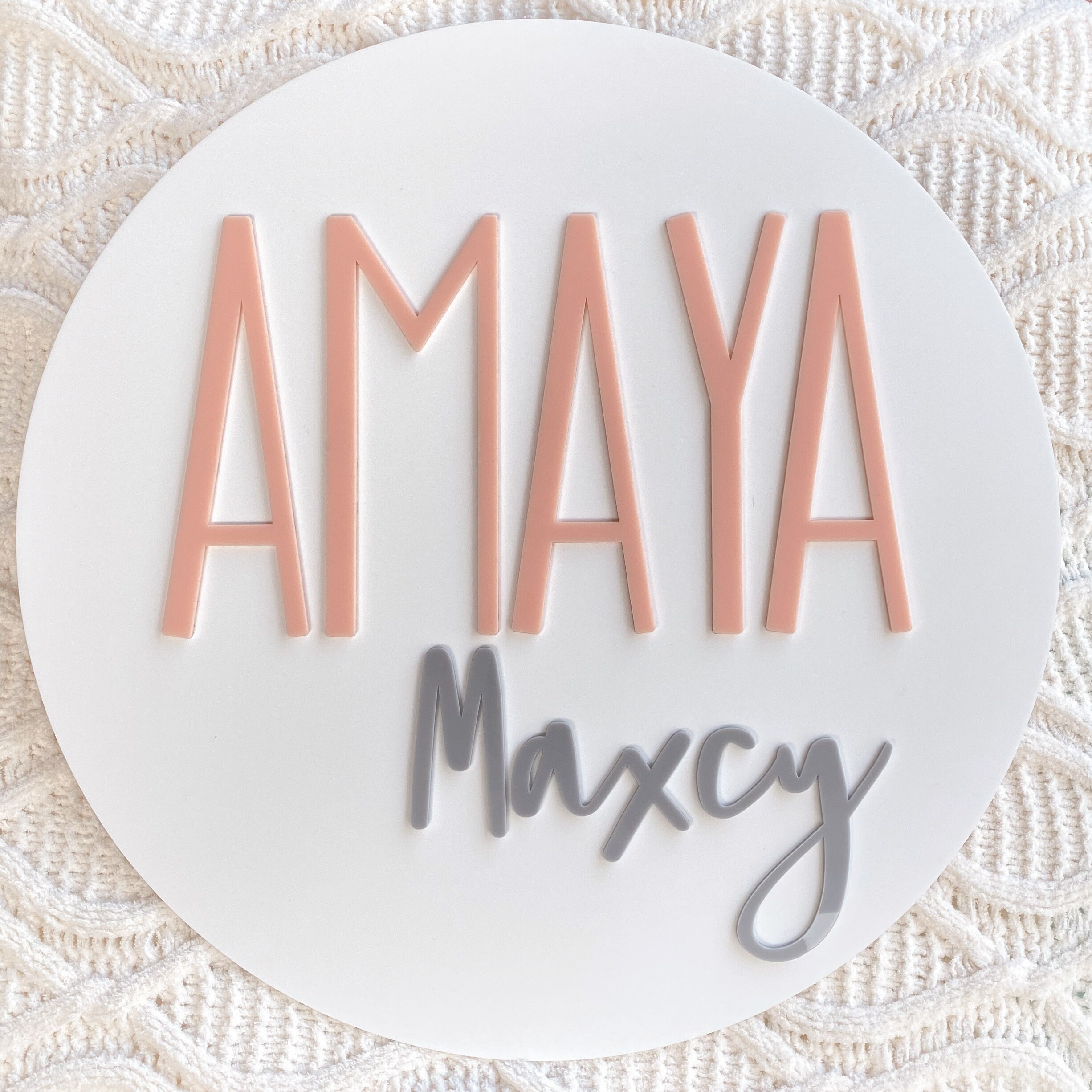 Nursery name plate Birth Announcement Plaque Acrylic Baby Etsy