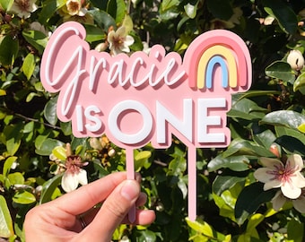 One year old Cake Topper | First Birthday | Rainbow Cake Topper | 3D Cake topper | Birthday cake topper