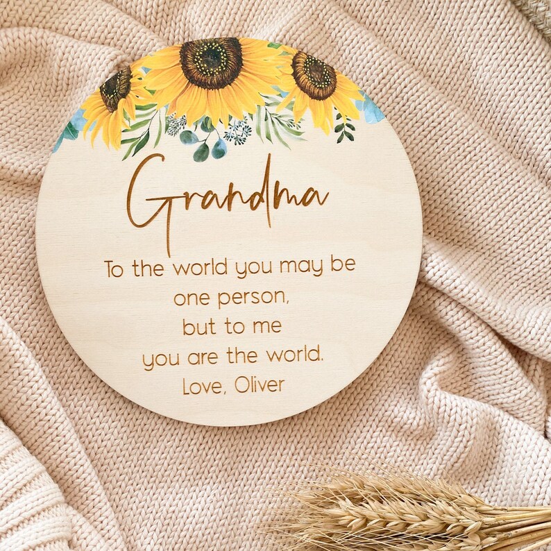 Mother's Day Gift Gift for grandma Sunflower plaque for Mother's Day Mother's Day wooden Wall Plaque image 2