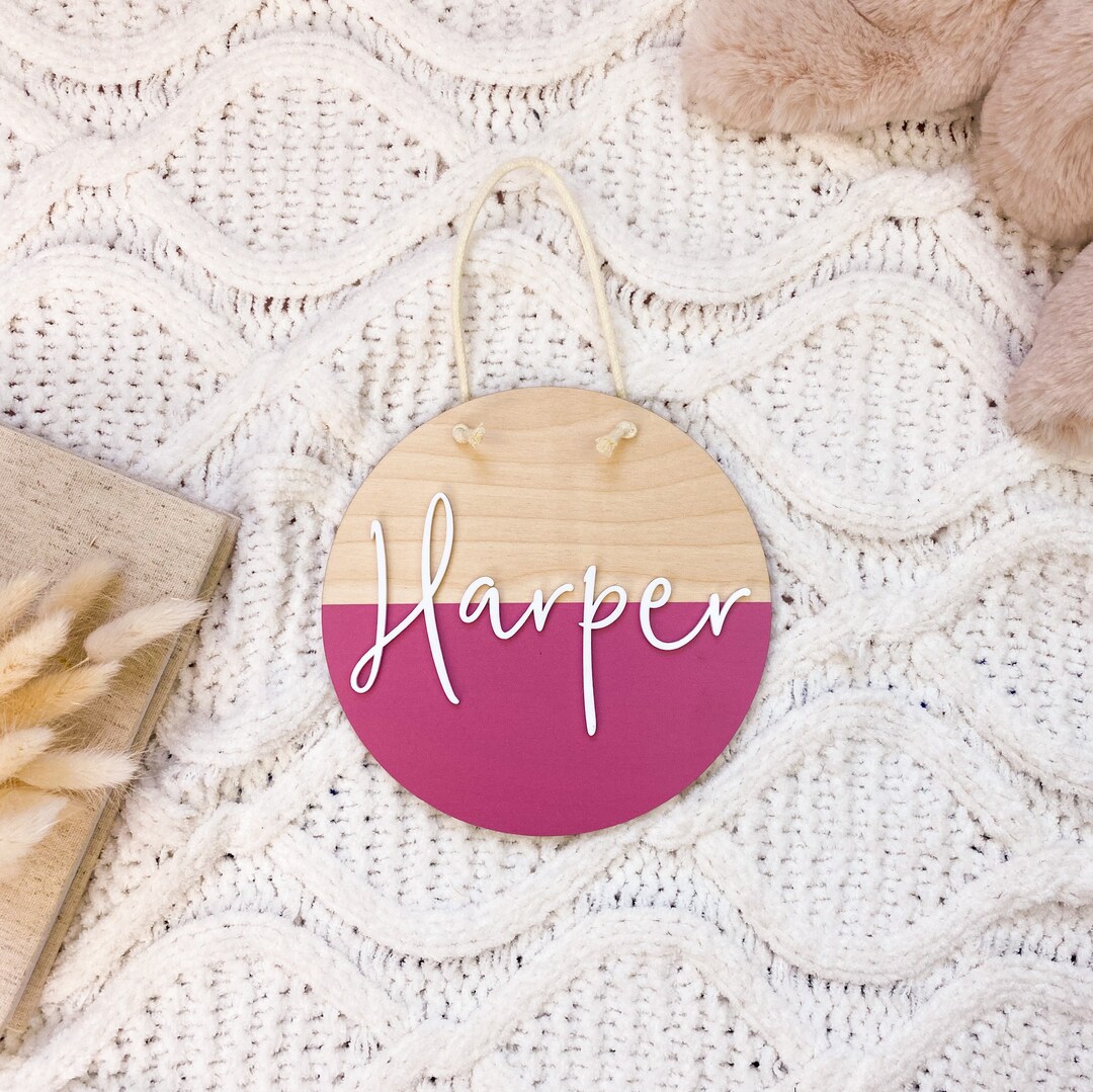 Custom Wooden and Acrylic Name Plaque - Birth Announcement - Name ...