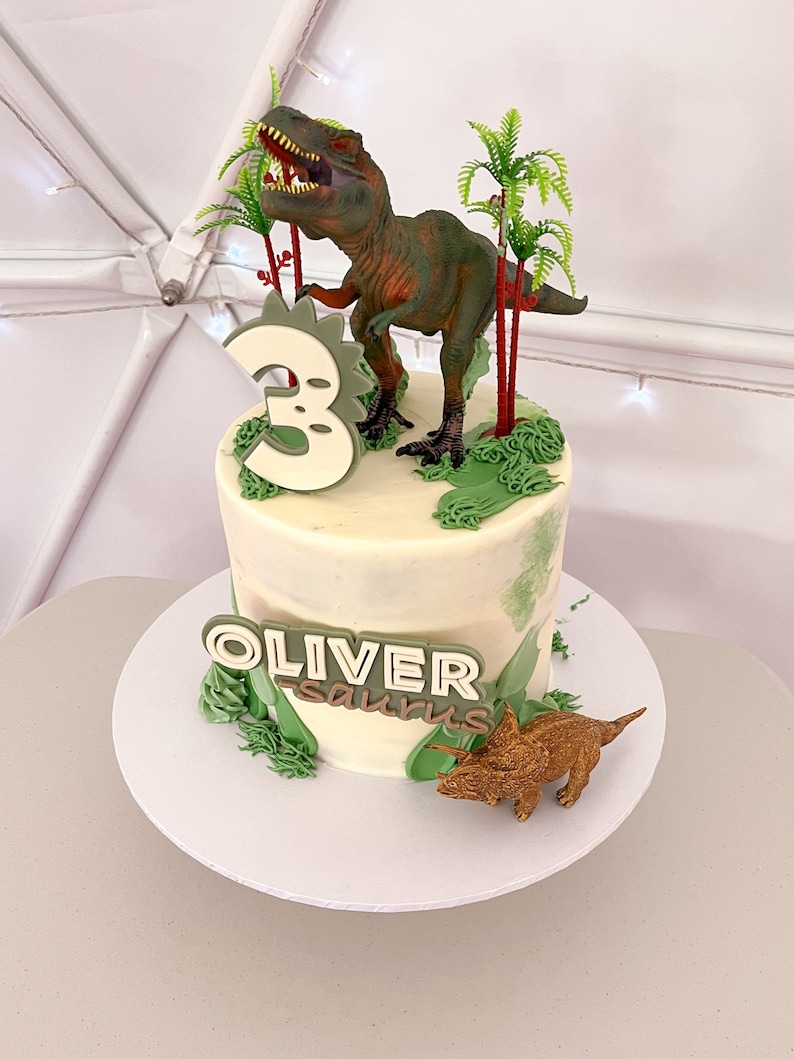 Customisable One year old Cake Topper | First Birthday | Dinosaur Cake Topper | 3D Cake topper | Dinosaur Birthday Theme image 2