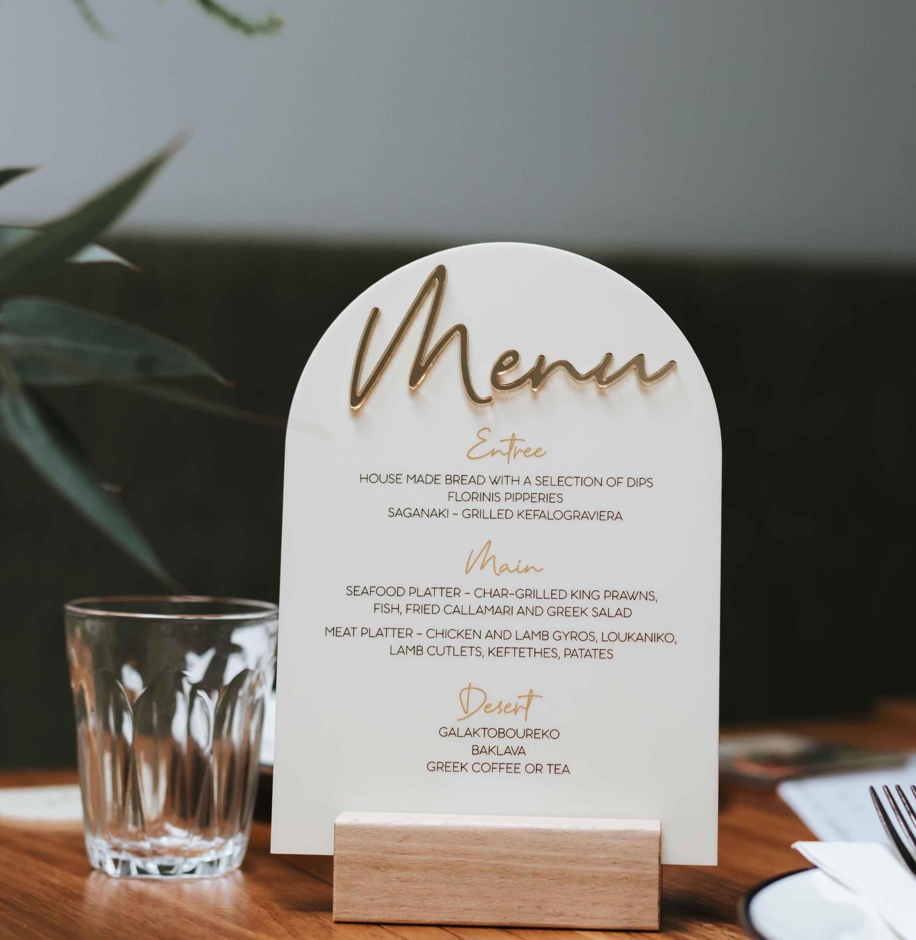 Acrylic Event Menu Signage