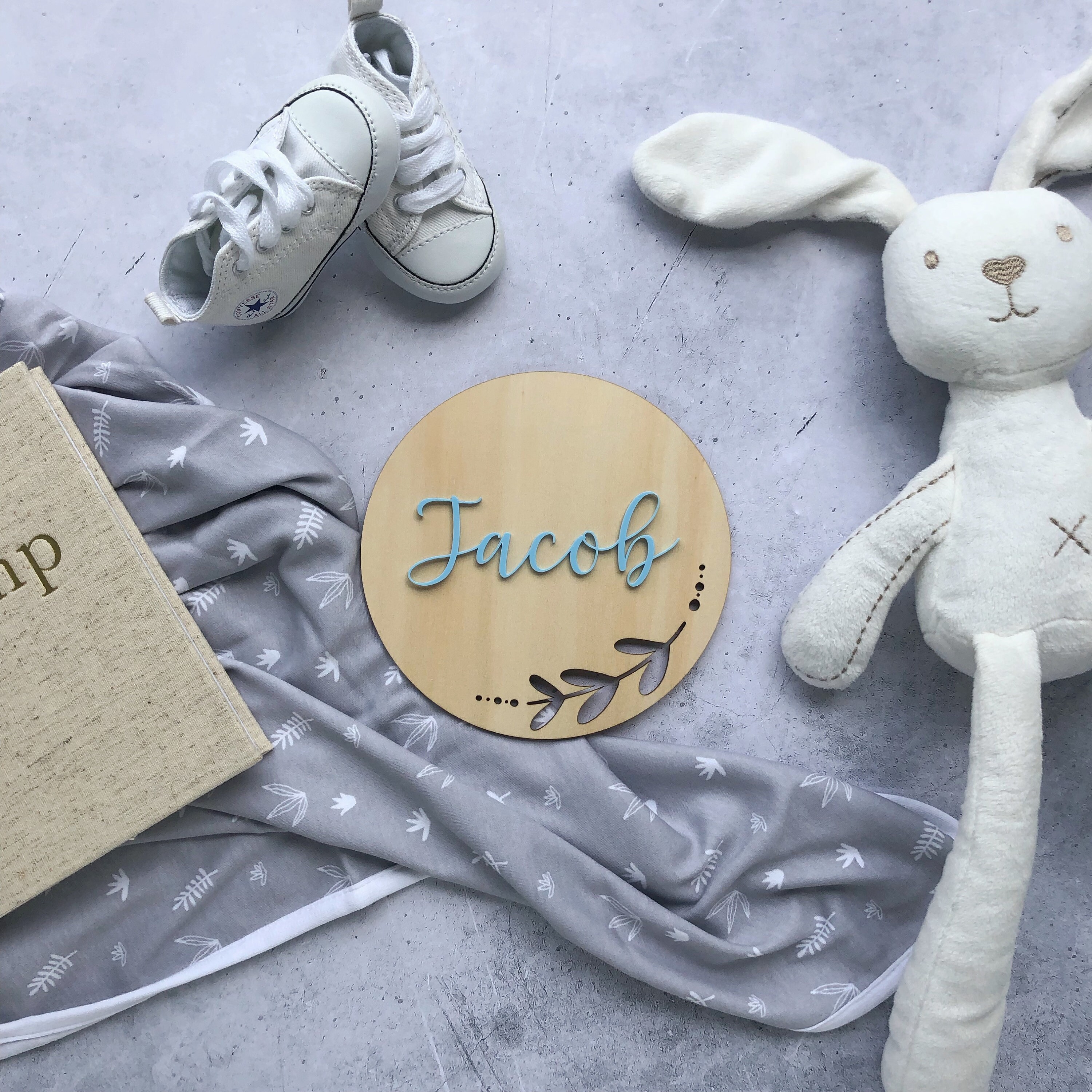 Custom Wooden and Acrylic Name Plaque - Birth Announcement - Name ...