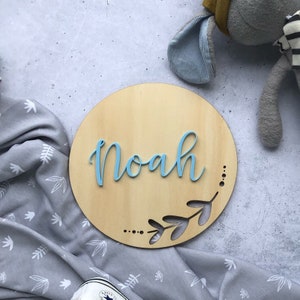 Custom Wooden and Acrylic Name Plaque Birth Announcement Name Plaque image 2