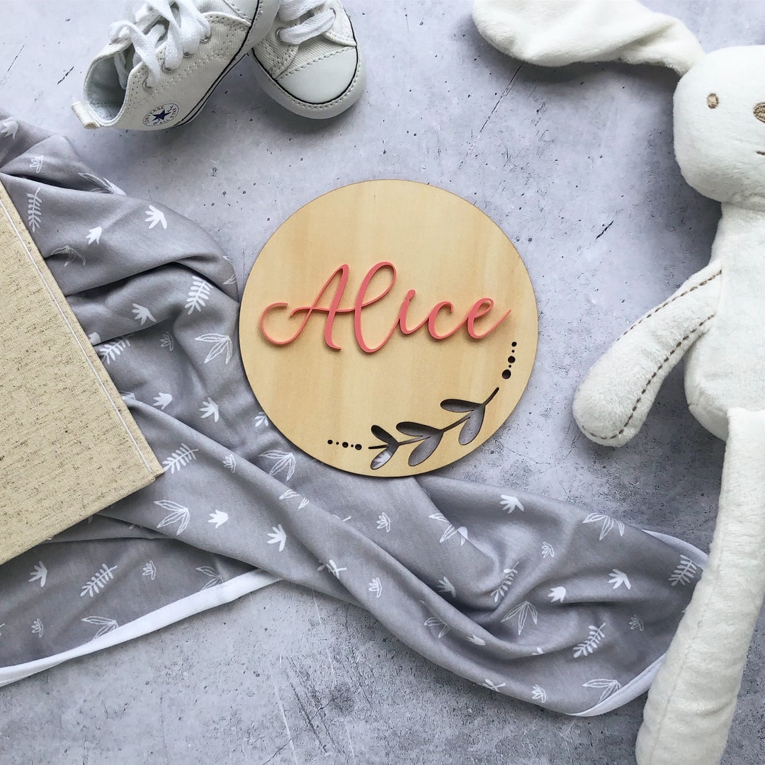 Custom Wooden and Acrylic Name Plaque - Birth Announcement - Name ...