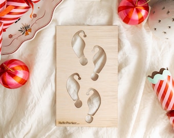 Christmas Elf Footprint Stencil, Wooden Festive Elf Shoe Print outline