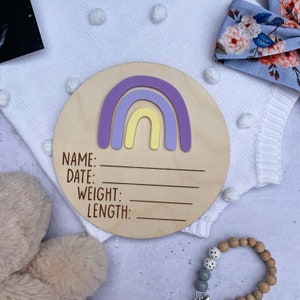 Rainbow Acrylic Birth Announcement Plaque