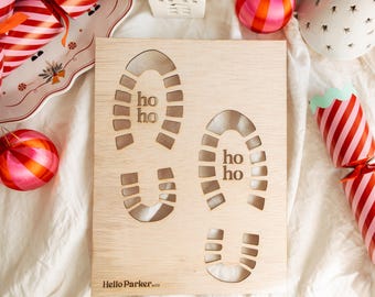 Santa Footprint stencil, Wooden Santa clause Shoe Print Stencil