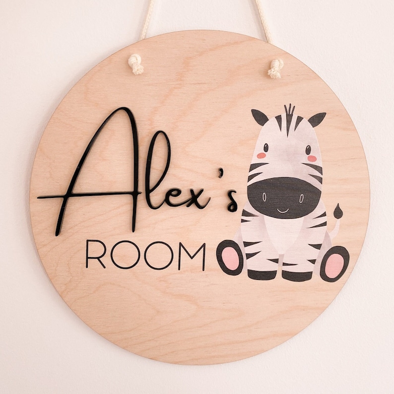 Wood and Acrylic Baby Name Plaque - Baby Arrival Sign -animal Nursery ...