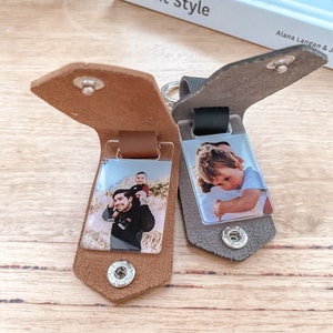 Personalised Vegan Leather Photo Keyring | Personalised Father's Day Gift  | Father's Day Photo Gift