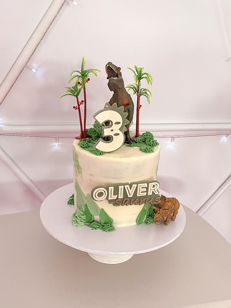 Customisable One year old Cake Topper | First Birthday | Dinosaur Cake Topper | 3D Cake topper | Dinosaur Birthday Theme image 1