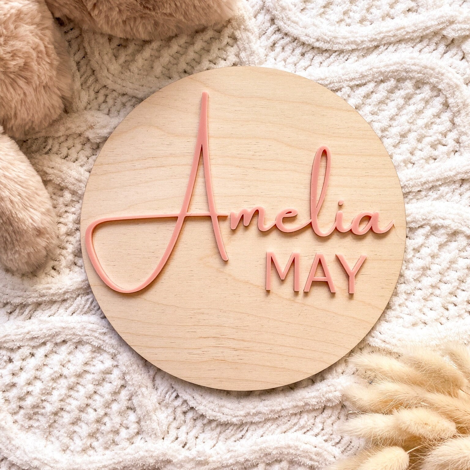 Custom Wooden Birth Announcement Plaque | Baby Arrival Name Plaque ...