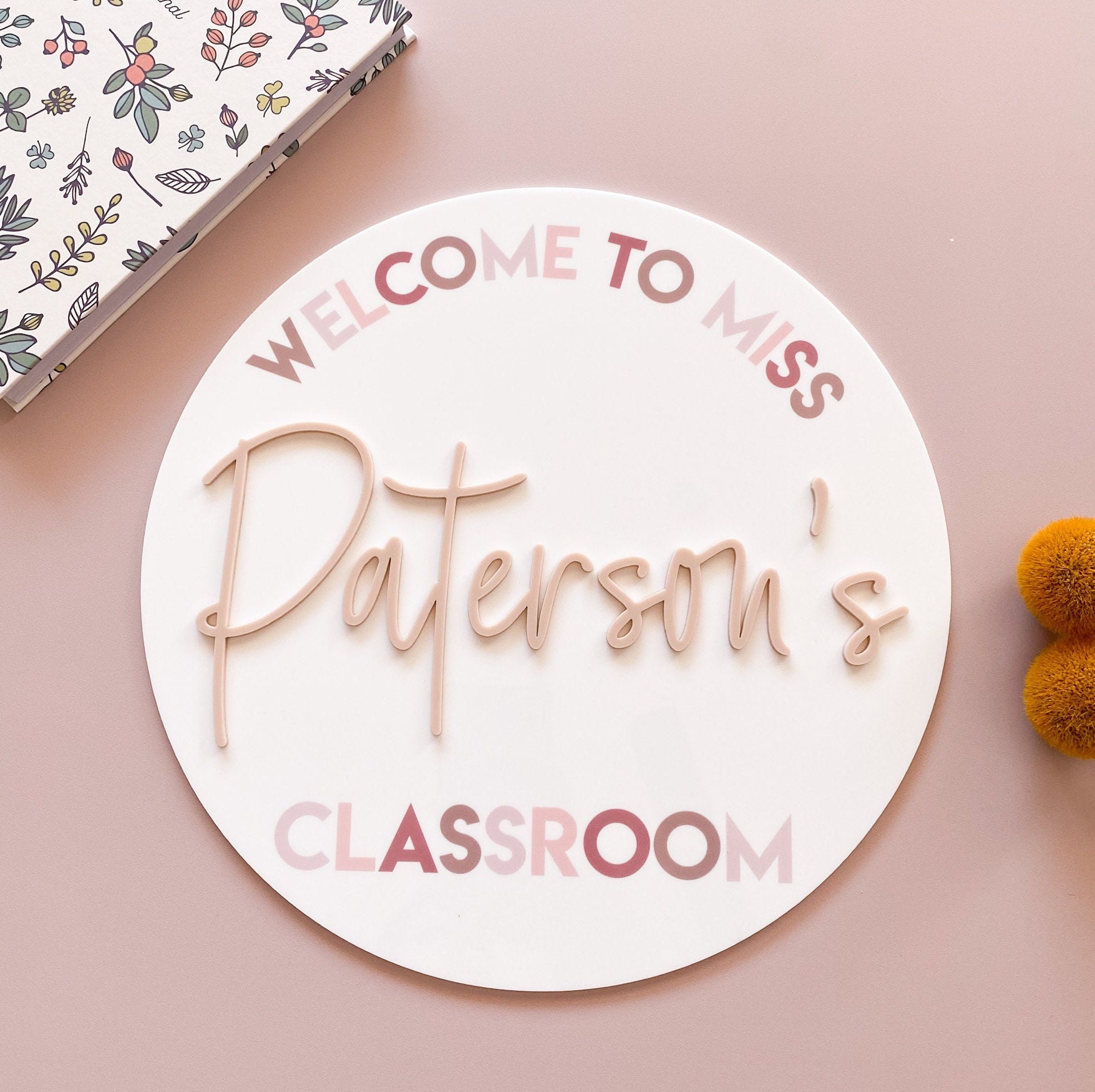 Acrylic Teacher Name Plaque Classroom Door Sign Boho Etsy