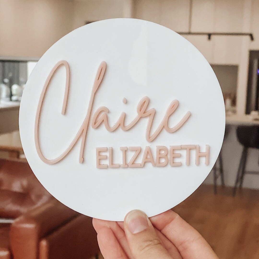 Nursery Name Plate Birth Announcement Plaque Acrylic Baby Etsy