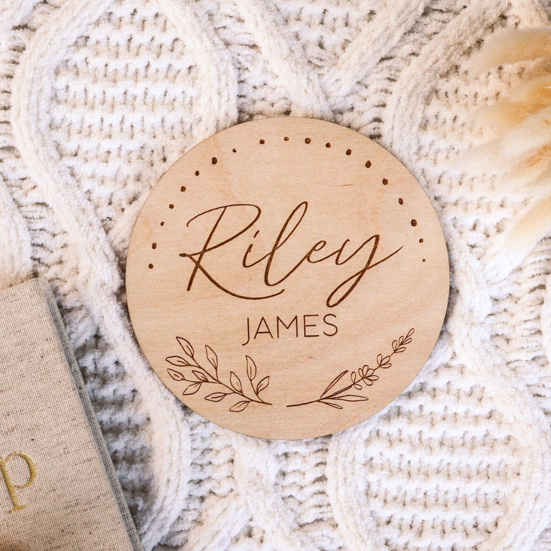 Custom Wooden Birth Announcement Name Plaque - Neutral Birth ...