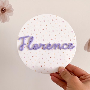 Floral Birth Announcement Plaque -  Acrylic Name Plaque - Baby arrival - Nursery Decor