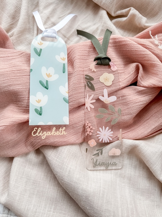 Personalised Acrylic Bookmark | Custom Name Gift for Mum Grandma Nana | Floral Clear Acrylic Bookmark Australia