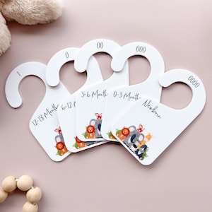 Acrylic Safari Animal Nursery Wardrobe Organisers, Baby wardrobe dividers, Zoo Animal wardrobe dividers, Newborn - 18 Months