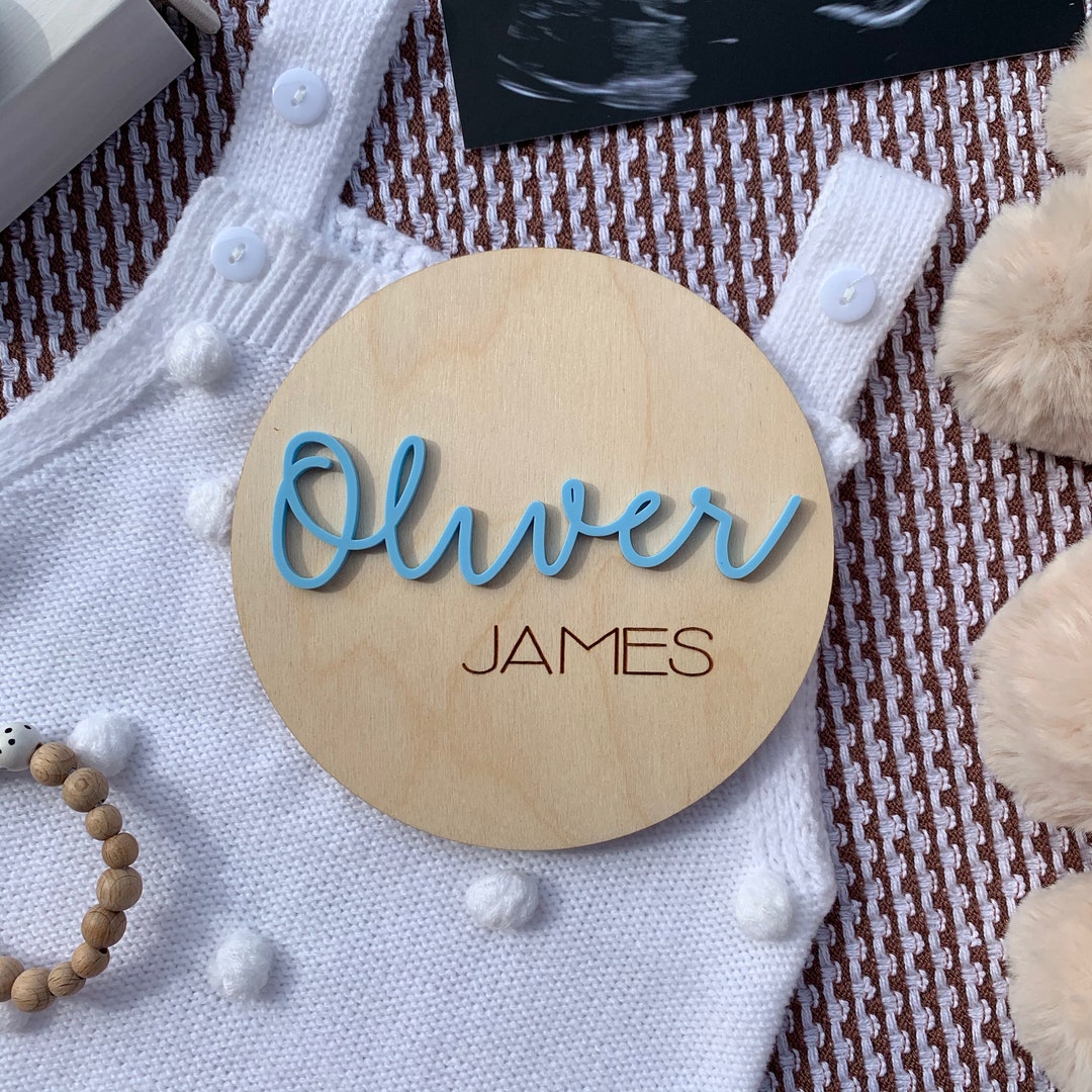 Custom Birth Announcement Plaque - Wood and Acrylic Baby Name Plaque ...