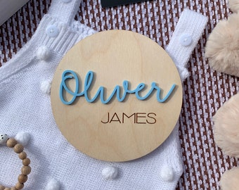 Custom Birth Announcement Plaque -  Wood and Acrylic Baby Name Plaque - Baby arrival - Nursery Decor