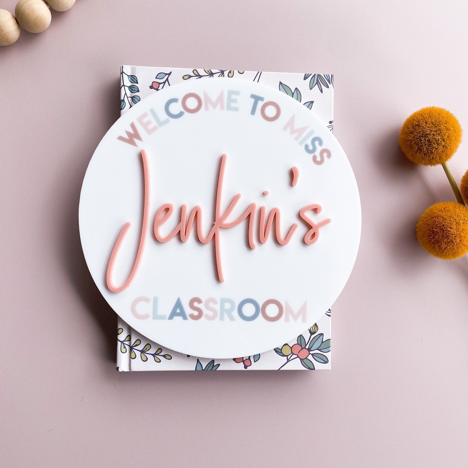 Acrylic Teacher Name Plaque Classroom Door Sign Boho Etsy