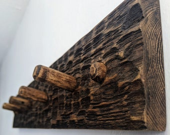 Hand carved wooden wall mounted coat hook, hanger, rack. Devon inspired, Country, Rustic, Coastal, Drift wood.