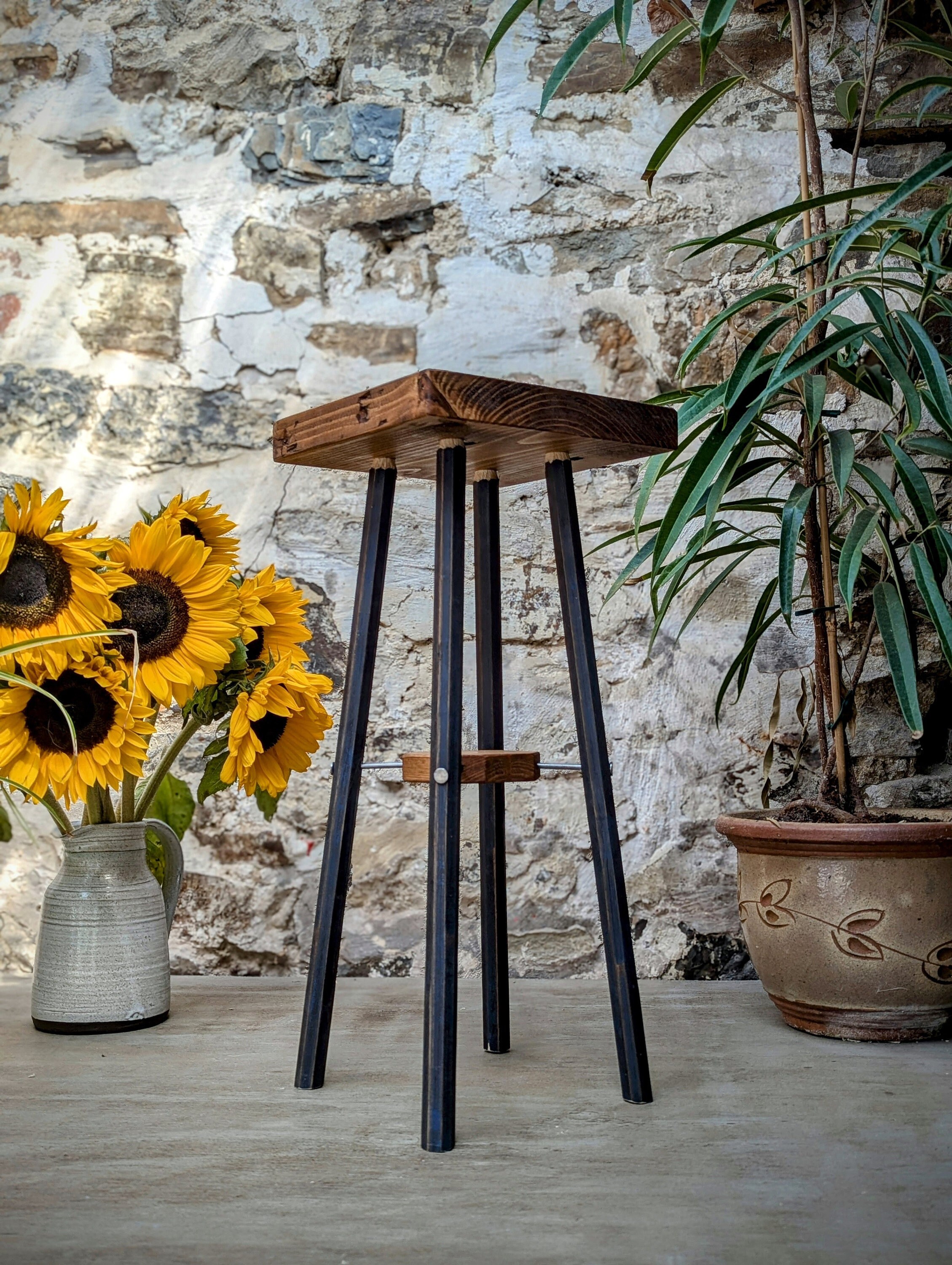 Navy Garden Stool Etsy UK