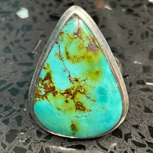 Sterling Silver Turquoise Teardrop Ring: Adjustable Statement Jewelry
