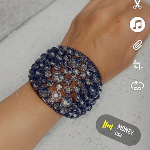 Charcoal bling bracelet-one size fits all bangle - bling bangle- bling bracelet