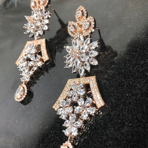 Wedding earrings|Snowflake earrings|chandelier earrings |wedding earrings |statement earrings| rose gold chandelier earrings|bridal earrings