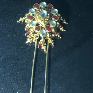 Kundan Bun Jewel: Brass Hair Ornament Comb
