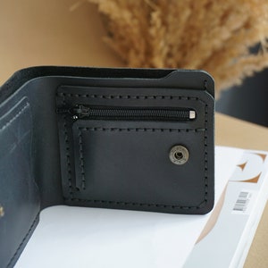 Men's Wallet, ZAMSHIO, Bifold wallet, Black wallet, Cognac wallet, Crazy Horse, Handmade wallet, Genuine leather wallet, Gift for him image 1