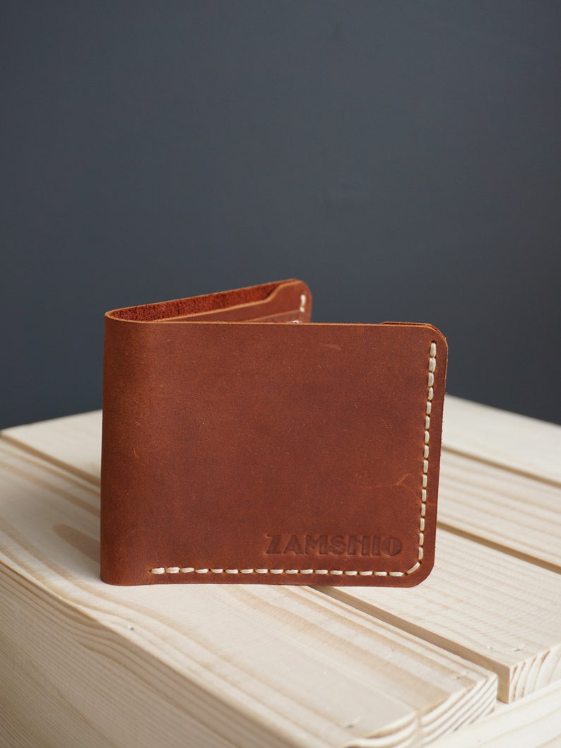 Men's Wallet, ZAMSHIO, Bifold wallet, Black wallet, Cognac wallet, Crazy Horse, Handmade wallet, Genuine leather wallet, Gift for him image 3