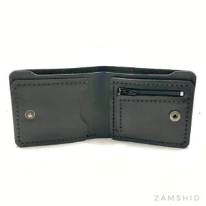 Men's Wallet, ZAMSHIO, Bifold wallet, Black wallet, Cognac wallet, Crazy Horse, Handmade wallet, Genuine leather wallet, Gift for him image 8
