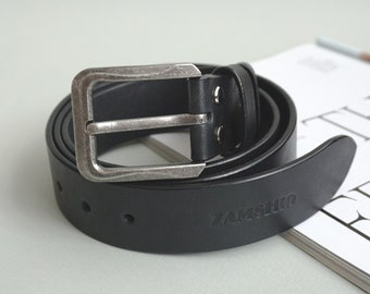 Men's leather belt, ZAMSHIO, Handmade men's belt, Jeans Belt, Casual belt, Genuine leather belt, Gift for him, Metal alloy buckle