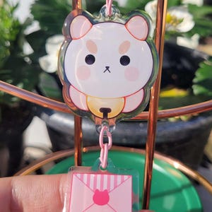 Bee and Puppycat Keychain Dangle Charms, Clear Acrylic Double Sided Keychain