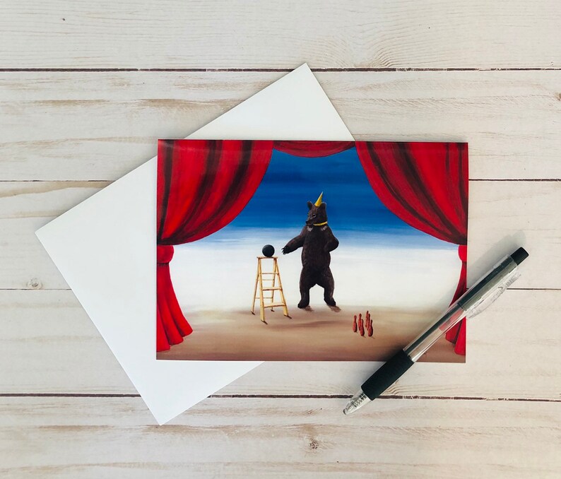 gift for child kids birthday card bear card stationary card first birthday circus decor circus birthday happy birthday circus card