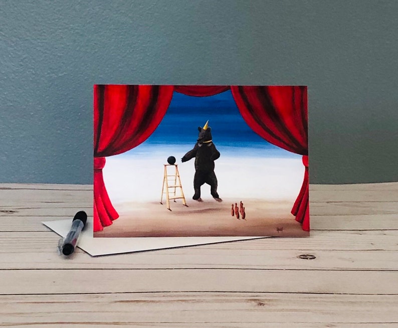 gift for child kids birthday card bear card stationary card first birthday circus decor circus birthday happy birthday circus card