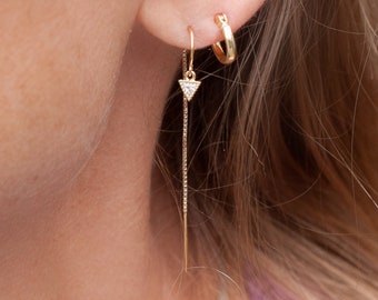 Triangle Earring Threader in Sterling Silver or Gold Filled