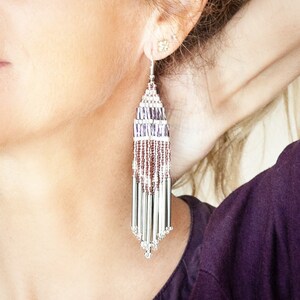 Beaded Dangle Fringe Earrings Boho Hippie Style