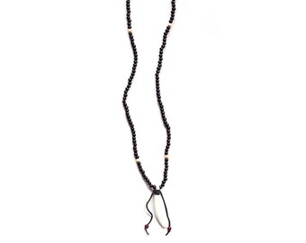 Male Wooden Necklace with Tooth pendant Ethnic