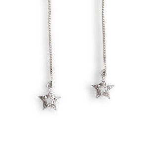 Kolczyki z diamentową gwiazdą, srebro próby 925