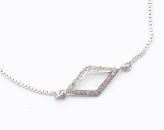 Diamond Bracelet in Skewed Square Pave Setting in Silver Silver