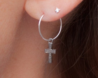 Diamond Cross Earrings